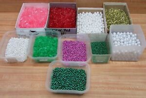 Lot of Beading Craft Supplies Beads: Spaghetti, Pearls, Leaves, Petal, Metallic 