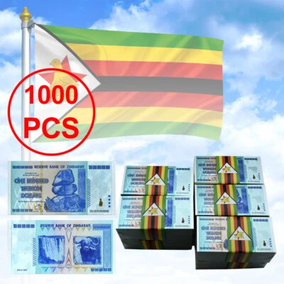 Zimbabwe One Hundred Trillion Dollars Silver Foil Plastic Banknotes 1000pcs - Image 1 of 4