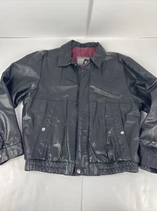 Chaqueta de cuero vintage Oakton Limited Flight Bomber talla grande regular negra - Imagen 1 de 8