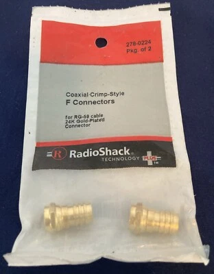RADIO SHACK 278-0224 Package of 2, F-CONNECTORS COAXIAL CRIMP-STYLE for RG-59 - Image 1 of 2