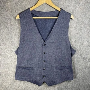 Hackett London Men's M-L Waistcoat Blue Chevron Adjustable Soft Cotton Knit - Picture 1 of 22