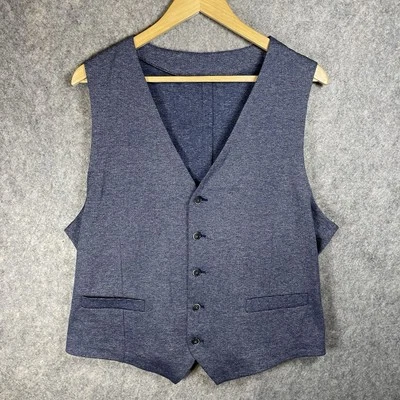 Hackett London Waistcoat Mens M to L Blue Chevron Adjustable Soft Cotton Knit - Image 1 of 4