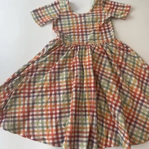 Alice and Ames Checker Fall Short Sleeve Dress - Size 8 Girl Stripe - Picture 1 of 3