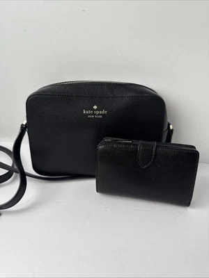 Kate Spade Staci Black Leather Crossbody Mini Camera Bag with Wallet - Image 1 of 4