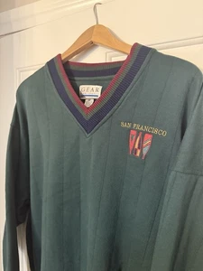 Vintage XL Gear For Sports San Francisco Sweatshirt Grün V-Ausschnitt Pullover Ringer 80er - Bild 1 von 10