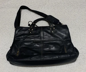 Maletín de cuero negro Liz Claiborne para computadora portátil, bolso, atache, mensajero 16x10x3 - Imagen 1 de 11