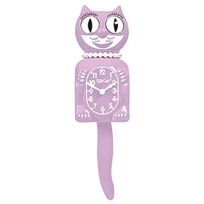 PASTEL LILAC LADY KIT CAT CLOCK -Full Size - 15.5"- MADE IN THE USA - - Image 1 of 4