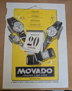 Movado Orologi clipping Adversiting pagina Pubblicitaria Anni 50 cm 33,5 x 24,5 - Imagen 1 de 1