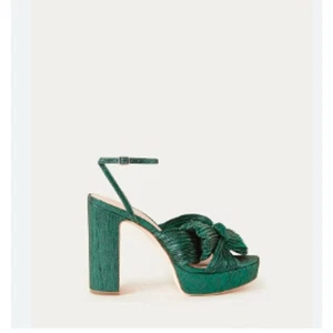 Loeffler Randall Camellia Emerald Green Platform Bow Sandals Sz 7 NWOB 698 - Picture 1 of 4