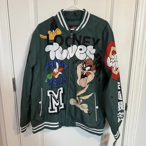 Men's Members Only Looney Tunes Street Wear Jacket Large Green Original Cartoon - Picture 1 of 6