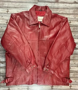 Abrigo Chaqueta Acolchada Cuero Marca Hombre Cuero Talla 3XL Color Rojo Raro De Colección - Imagen 1 de 8