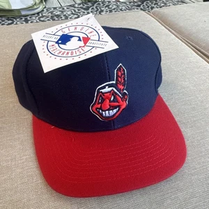 Vintage Cleveland Indians Hat NEW Fitted 7 1/8 MLB Baseball Blue Red Cap - Picture 1 of 6