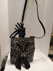 Bueno Brown Zebra Print Crossbody/Front Tassle Gold Hardware Gorgeous  Excellent - Picture 1 of 4