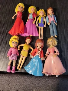 Vintage & neuere Polly Pocket Puppen x 7, alle Gummi Kleidung 6 geformte Haare - Bild 1 von 11