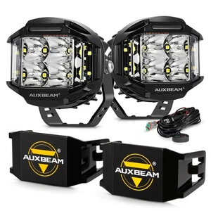 AUXBEAM 2X LED Side Shooter DRL Driving Work Lights Pods Spot Flood+Black Cover - Picture 1 of 12