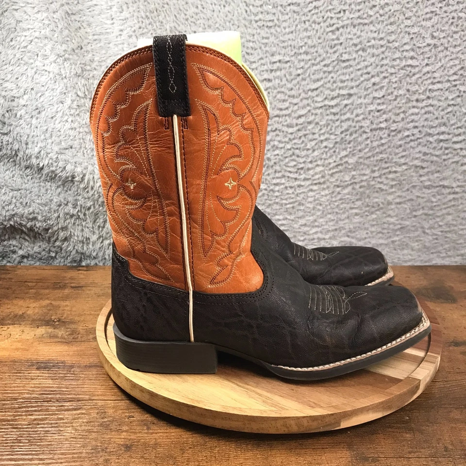 Ariat Youth Quickdraw Botas Occidentales Niños 6 Chocolate/Mandarín Puntera Cuadrada Vaquero Foto 1 de 4