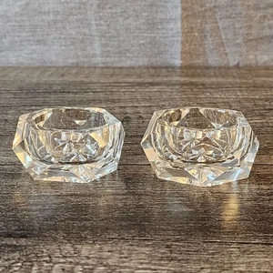 Vintage Pressed Clear Glass Salt Cellar Holder Star Bottom Set of 2 - Picture 1 of 11