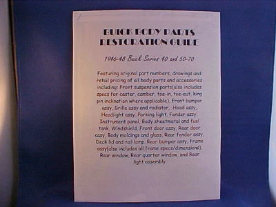 1946,1947,1948 BUICK serie 40,50,70 especial, Super, Roadmaster guía de piezas/restos Foto 1 de 2