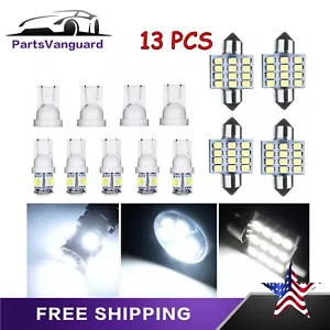 13x Pure white LED Lights Interior Package Kit for Dome License Plate Lamp bulbs - Picture 1 of 19