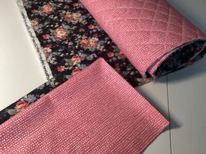 Machine Quilted (by me) Double-sided Fabric Stiffened W/Pellon for Bags, Baskets - Picture 1 of 9