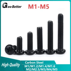 Smaller M1-M5 Phillips Pan Head Machine Screws/Bolts Black Eyeglasses Computer - Picture 1 of 11
