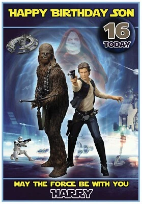 KARMAKARDS Personalised Star Wars Themed Birthday Card (5 Designs) - Gorgeous !