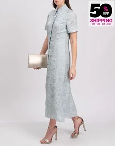 Abito camicia jacquard Alexachung prezzo consigliato €447 UK8 US4 IT40 S foderato con fiori sparsi - Foto 1 di 8