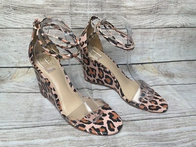 Vince Camuto Size 10 Sandal Stassia Animal Print Women's Ankle Strap Wedge - Image 1 of 4