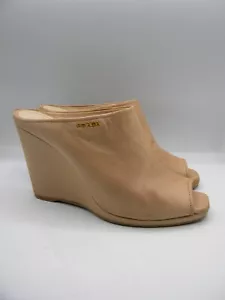 Mulas Prada de cuero flor de cerezo con cuña punta abierta talla EU 39 / US 8.5 - Imagen 1 de 17