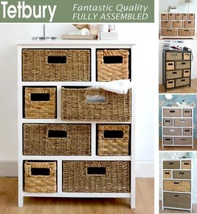 Storage Unit Wicker Basket Bathroom Hallway Chest of Drawers Tetbury Furniture - Picture 1 of 36