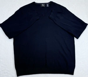 Calvin Klein V-Neck Sweater Black 100% Merino Wool Long Sleeve Mens XL - Picture 1 of 7