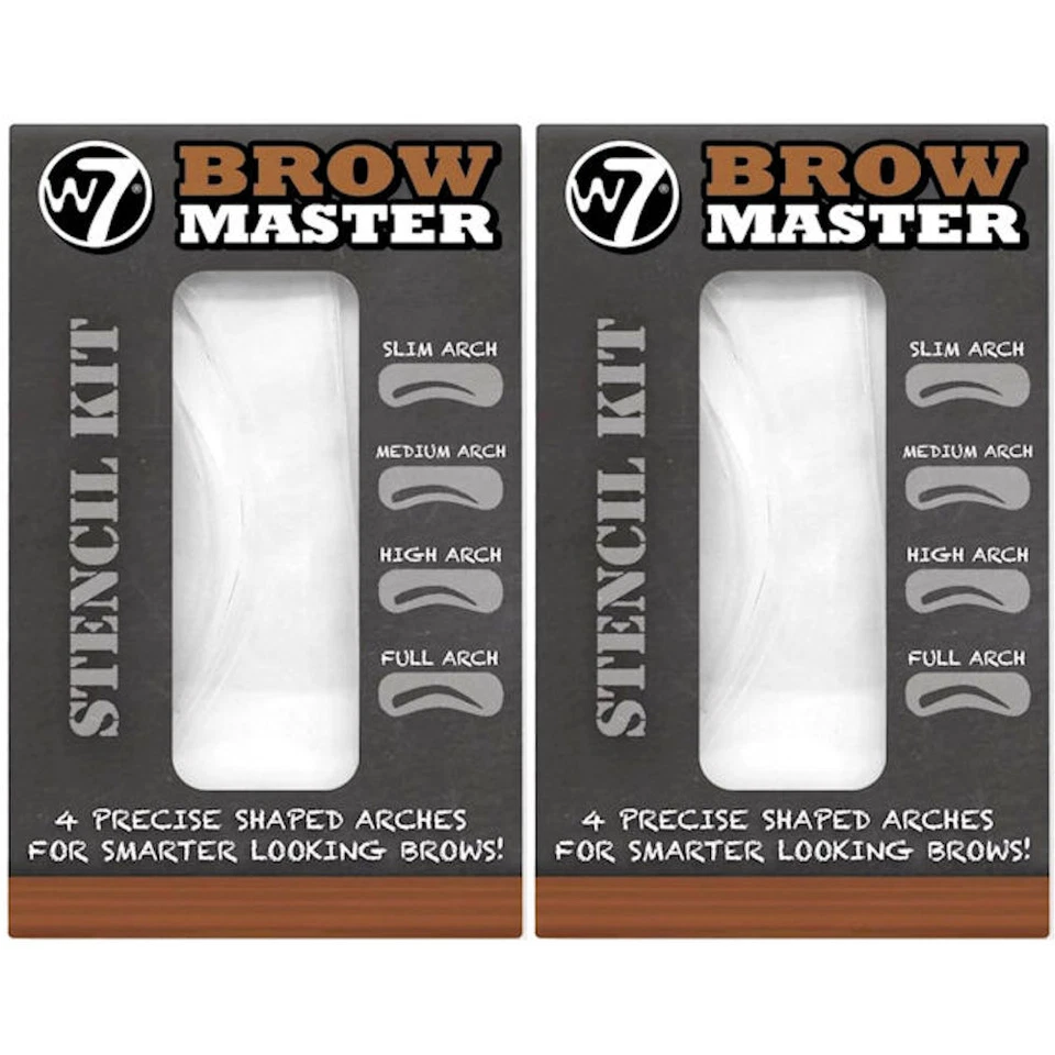 W7 Brow Master Eyebrow Stencil Kit Shaping Defining 4 Precise Shaped Arches