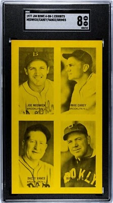 1977 Jim Rowe 4-on-1 Brooklyn Dodgers - Carey/Grimes/Medwick/Vance - SGC 8 NM/Mt - Image 1 of 2