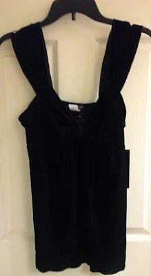 Camiseta sin mangas Cocomo para mujer talla mediana Y2K terciopelo negra correas anchas, atemporal nueva con etiquetas Foto 1 de 4