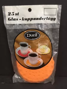 Vintage Drink Coasters NIP 25 Paper Duni Orange Barware Sweden Koppunderlägg - Picture 1 of 2