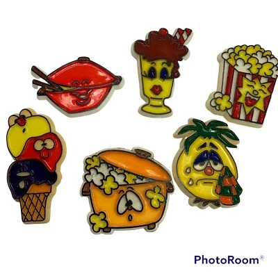 Lot of 6 MCM Fridge Magnets Melamine Food Coloring Book Style Black Outlines - image 1 of 4
