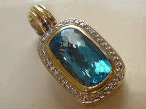 $2125 DAVID YURMAN 18K GOLD, SS ALBION BLUE TOPAZ DIAMOND ENHANCER - Picture 1 of 5