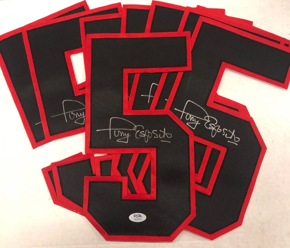 Lot of 9 Tony Esposito Boston Bruins Autographed Jersey Number PSA/DNA - Image 1 of 1