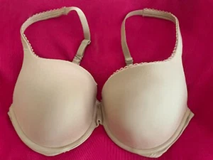 Victoria’s Secret "Pink" Lace-trimmed Body by Victoria, Nude-tone Bra, 36C - Picture 1 of 4