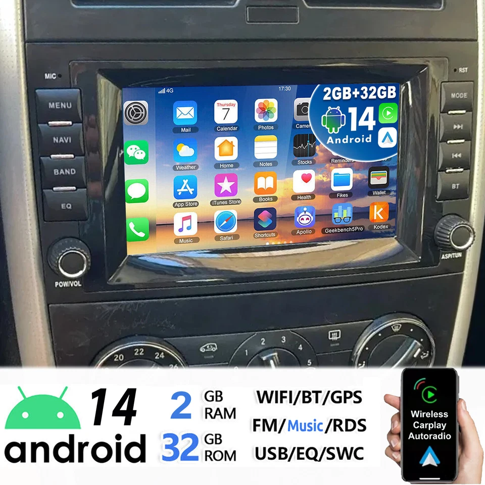 DAB+ Autoradio 64G Kamera Für Benz A B Klasse Vito W169 W245 GPS Navi Android 14 - Bild 1 von 4