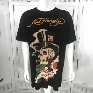 Ed Hardy Designs T-Shirt Mens Size 3XL Black Skull Poker Dice Money Graphic - Picture 1 of 12