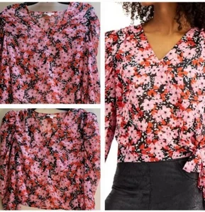 Bar III Women's Floral XL Print Blouse Top Side Tie Multicolored NWOT - Picture 1 of 3