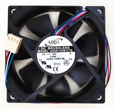 Adda Ad0812ub-c7b 4pin 80*80*20mm  Cooling Fan Dc12v 0.20a 8cm - Image 1 of 4
