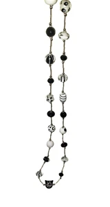 Schwarz-weiße Glaskugel Halskette Gothic Halloween Kostüm schwarze Katze - Bild 1 von 3