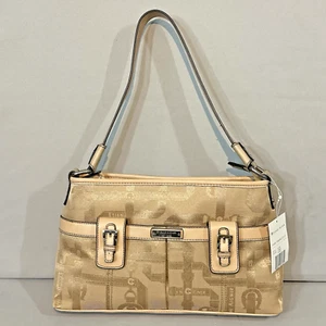 NUEVO Bolso de Mano Etienne Aigner Signature All Over Logo Cartera Camel Múltiples Bolsillos - Imagen 1 de 10
