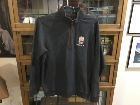 VTG Brown Bears GEAR FOR SPORTS 1/4 Zip Gray Pullover w Embroidered Seal SZ L Cover