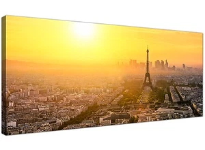 Gelber billiger Leinwanddruck Eiffelturm Paris Skyline 1153 - Bild 1 von 4
