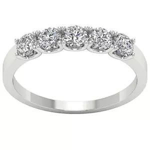 Five Stone Anniversary Ring VS F 1.00 Ct Lab Grown Diamond 14K Rose Gold 3.70MM - Picture 1 of 8