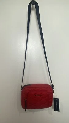 Tommy Hilfiger Women's Red Crossbody Bag Quilted Fabric Zip Outer Pocket New - Image 1 of 4