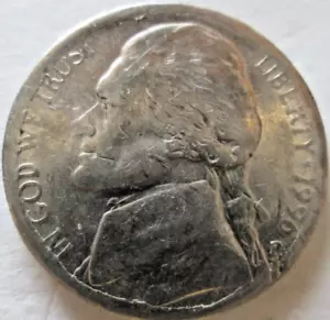 1996-P JEFFERSON CAPPED DIE STRIKE ERROR, EXTREME DEFORMED DEVICES, CIRCULATED - Picture 1 of 4
